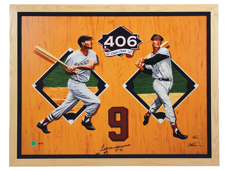 - Large Ted Williams Signed Print & Gyclee (2)
