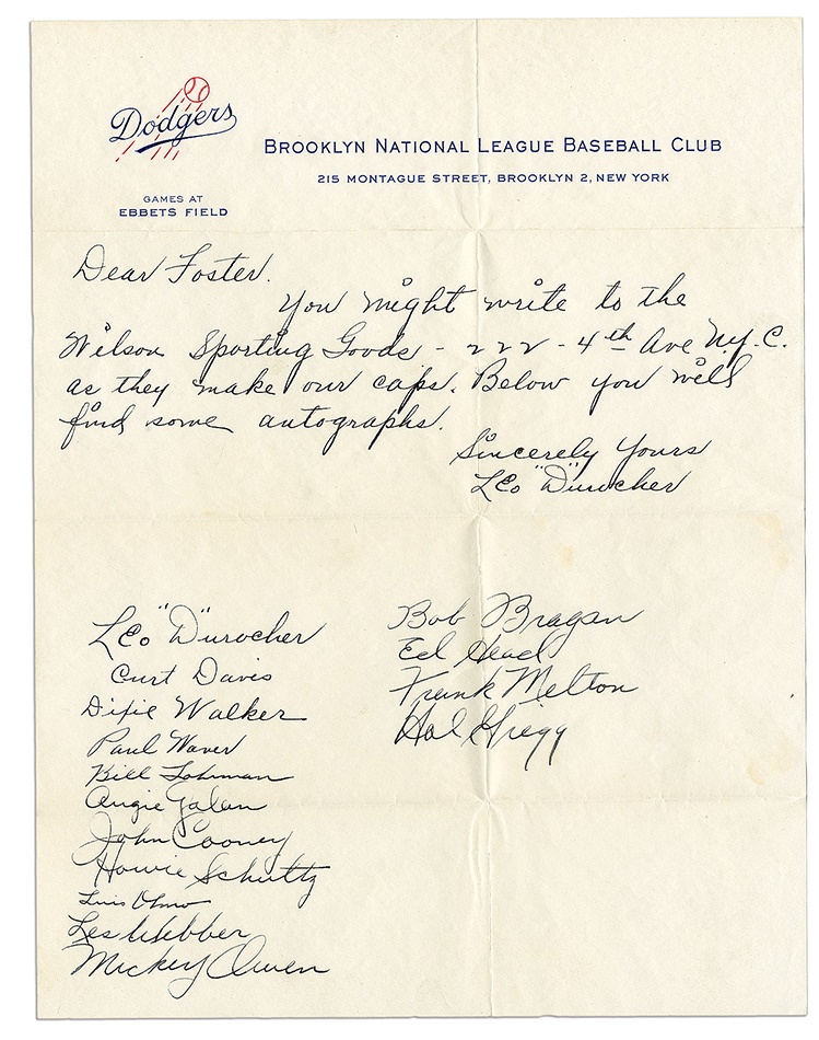 The Sal LaRocca Collection - Brooklyn Dodgers Letter Collection