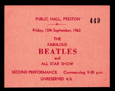 The Beatles - September 13, 1963 Ticket