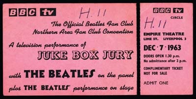 The Beatles - December 7, 1963 Ticket