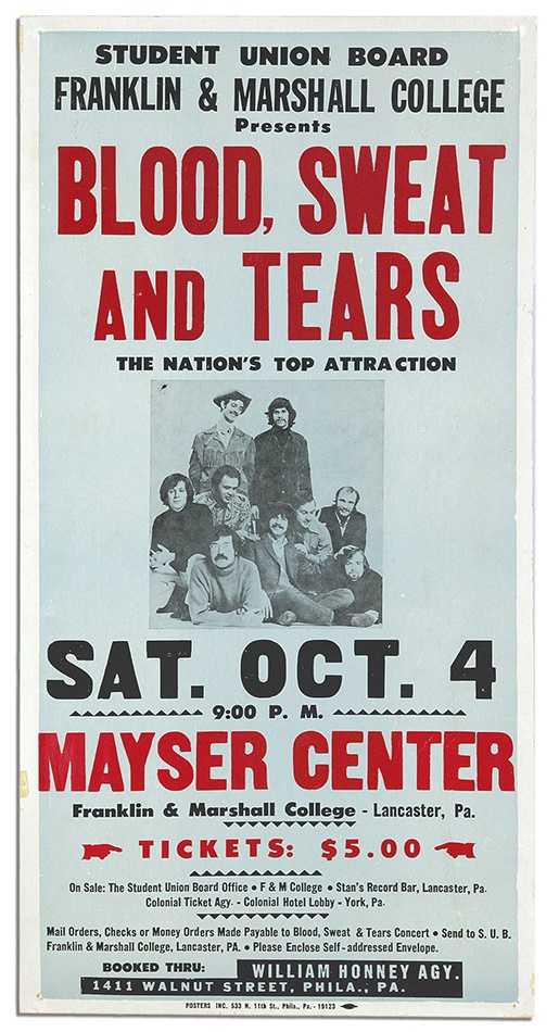 Rock 'n'  Roll - 1969 Blood Sweat and Tears Boxing Style Concert Poster