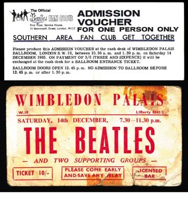 The Beatles - Beatles Concert Lot (4) December 14, 1963 Ticket, Voucher Handbill  &Order Form