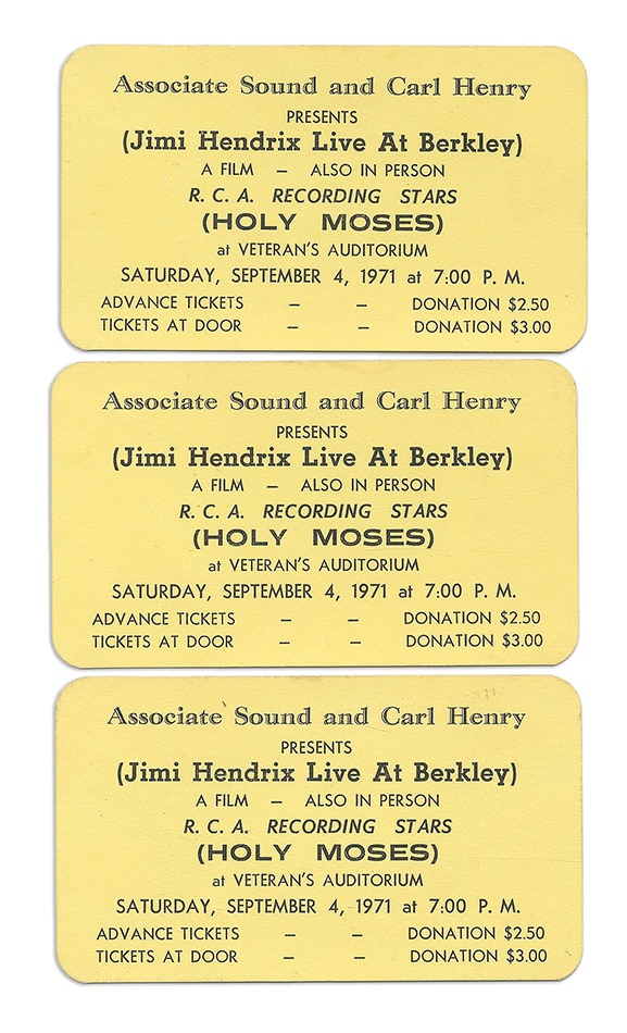 - 1971 Jimi Hendrix Live Berkley Tickets (3)