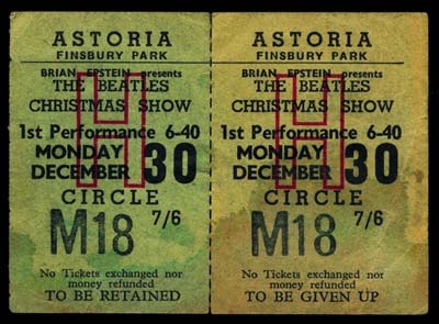 The Beatles - December 30, 1963 Ticket