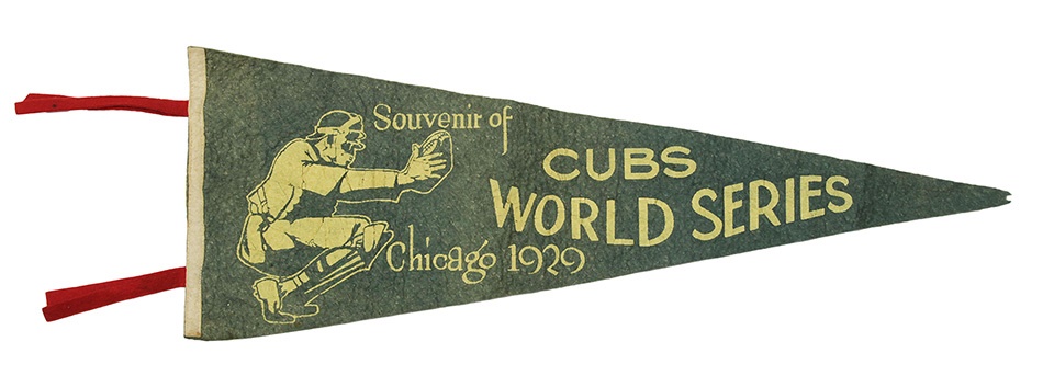 Baseball Memorabilia - Rare 1929 Chicago Cubs World Series Pennant