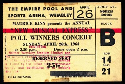 The Beatles - April 26, 1964 Ticket