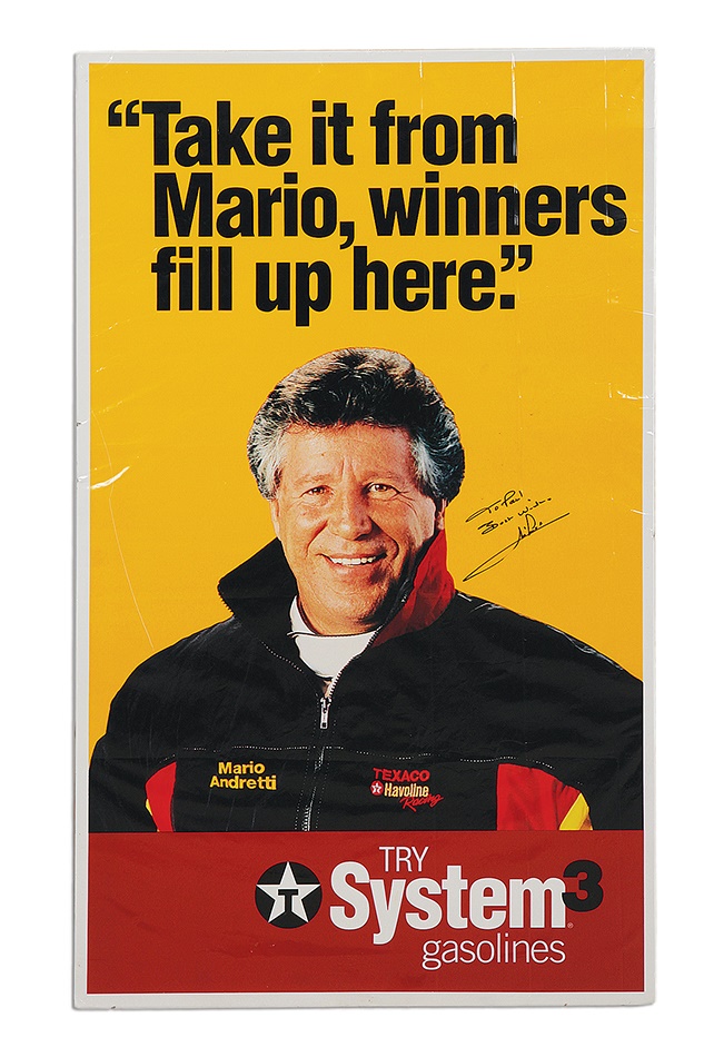 The Paul Hill Collection - Large Mario Andretti Signed Advertising Display