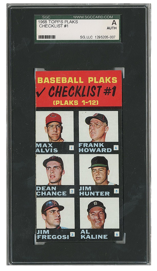 - 1968 Topps Placks Checklist Featuring Mickey Mantle