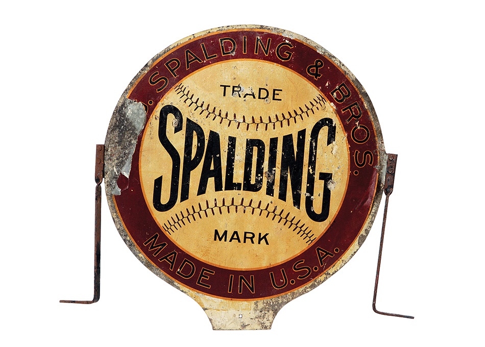 - 1920s Spalding Bat Rack Metal Sign