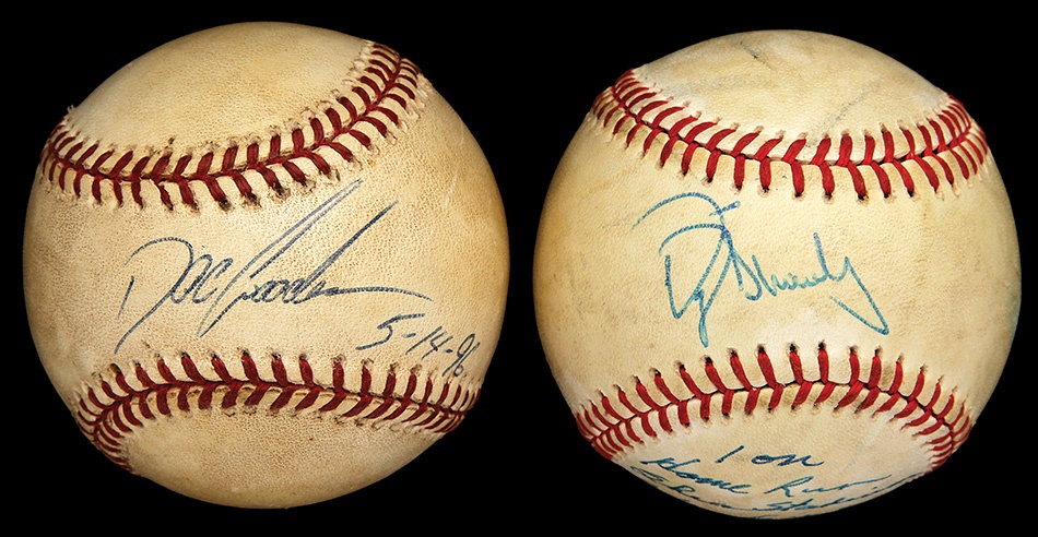 Baseball Memorabilia - Dwight Gooden No-Hitter and Daryl Strawberry Homerun Baseballs