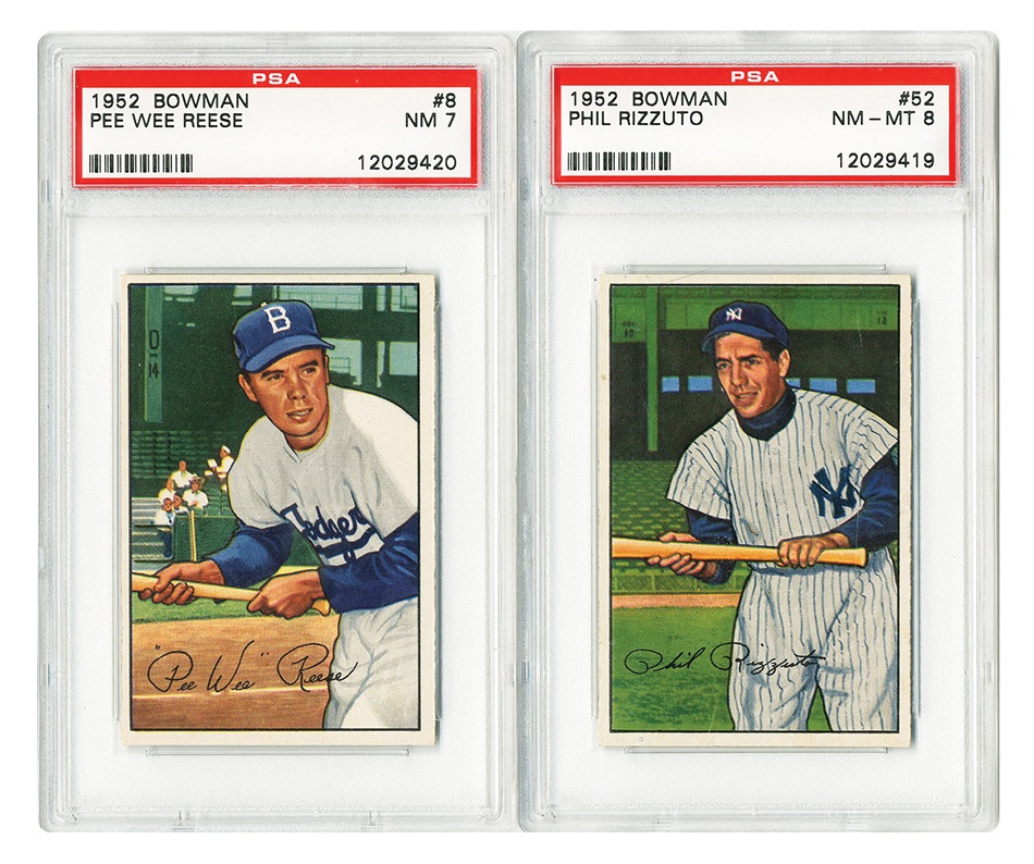 Sports and Non Sports Cards - 1952 Bowman PSA Graded Phil Rizzuto #52 and Pee Wee Reese #8 (2)