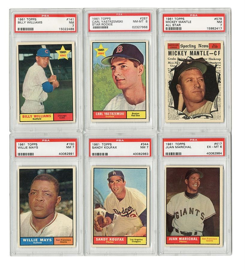Sports and Non Sports Cards - 1961 Topps Graded Star Group Including Mantle, Mays, and Yastrzemski (6)