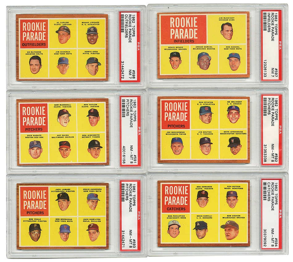 - 1962 Topps Rookie Stars Group Including Bob Uecker #594 NM to NM-MT (6)