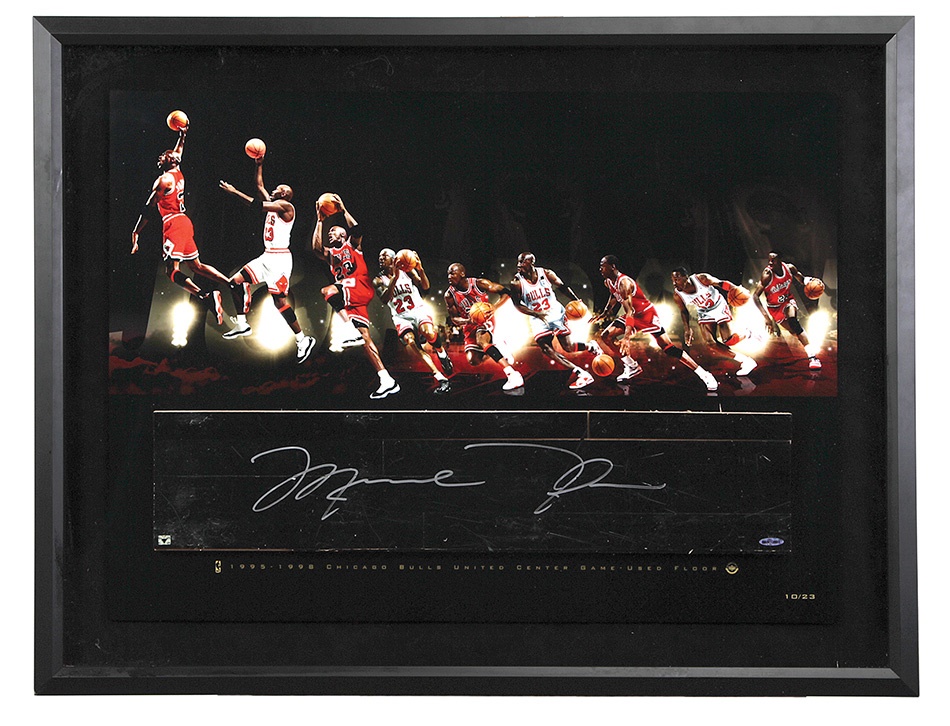 - Enormous Signed Michael Jordan 1996-98 United Center Floor Piece