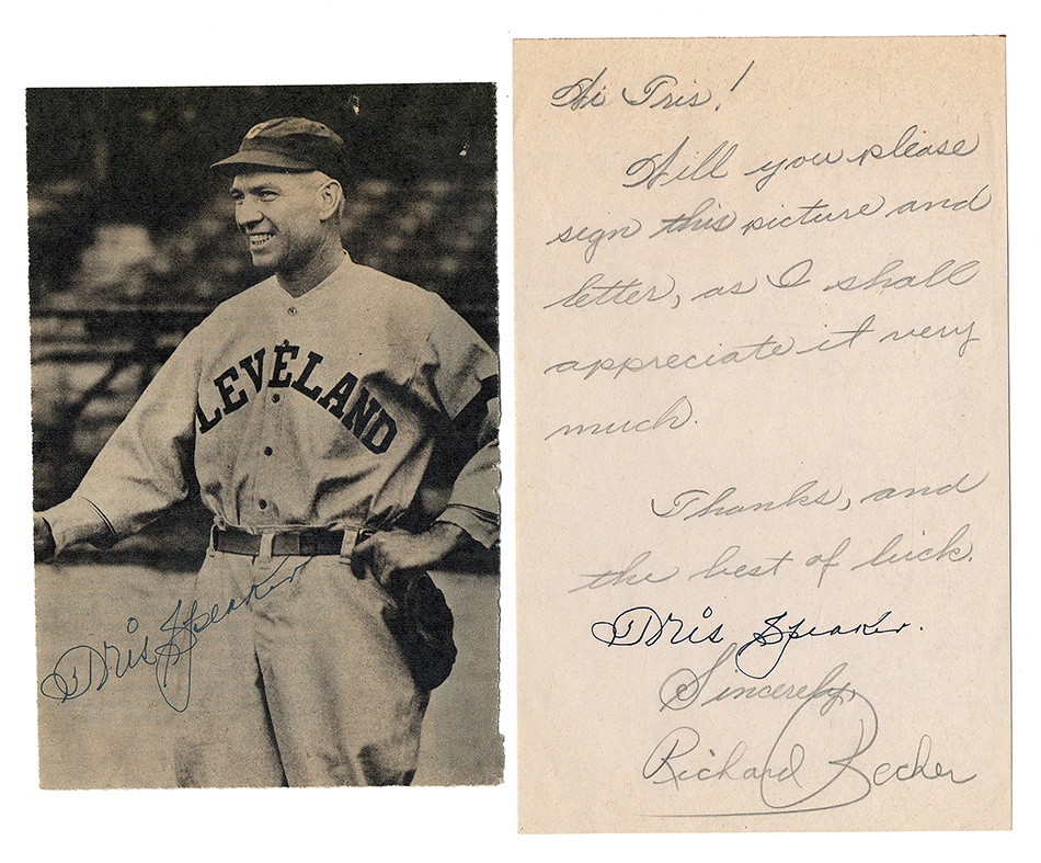 - Signed Fan Letter and Photo of Tris Speaker