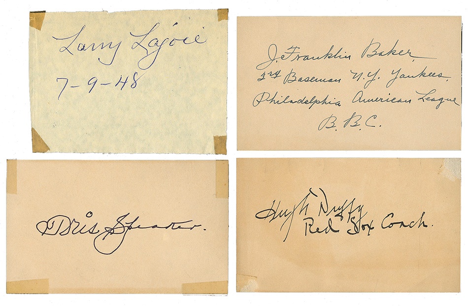 - Four HOF Signatures Lajoie, Speaker, Duffy and Baker