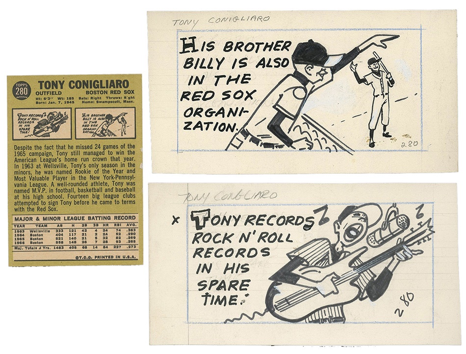 - 1967 Topps Original Art For Tony Conigliaro Card (2)
