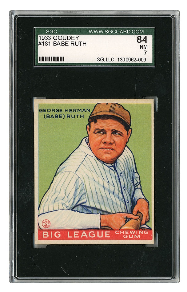 The Paul Welsch Goudey Collection - 1933 Goudey Babe Ruth #181 SGC 84 NR-MT 7