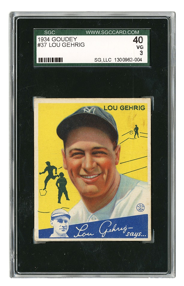 The Paul Welsch Goudey Collection - 1934 Goudey Lou Gehrig #37 SGC 40 VG 3