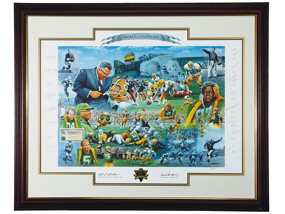 The Green Bay Packers Collection - 1993 Green Bay Packers 75th Anniversary Limited Edition Commemorative Signed Print (3)