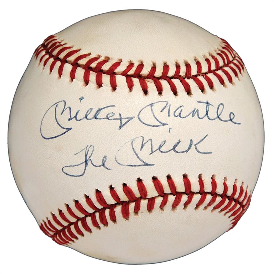 Mantle and Maris - Mickey Mantle Single Signed Baseball With "The Mick" Inscription
