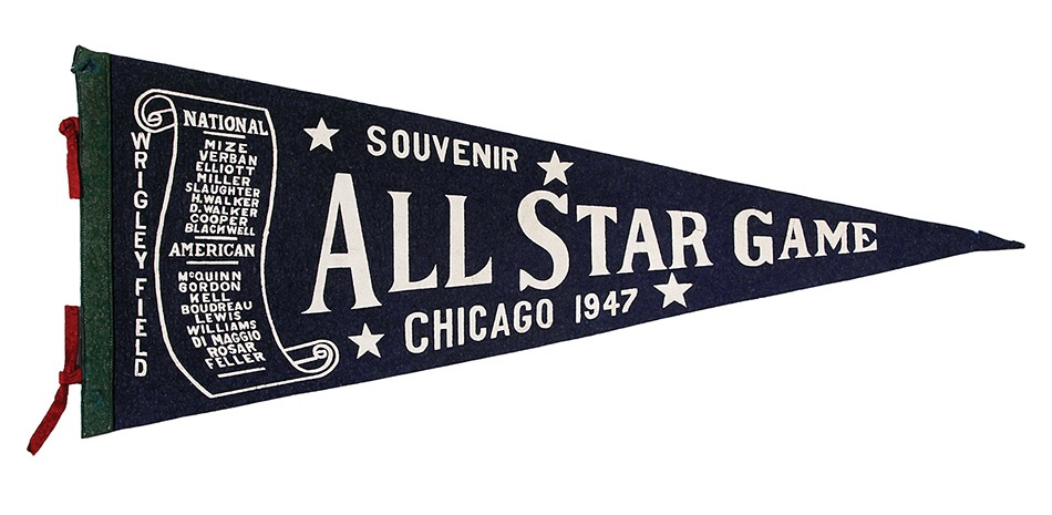 Baseball Memorabilia - Chicago 1947 All Star Game Scroll Pennant