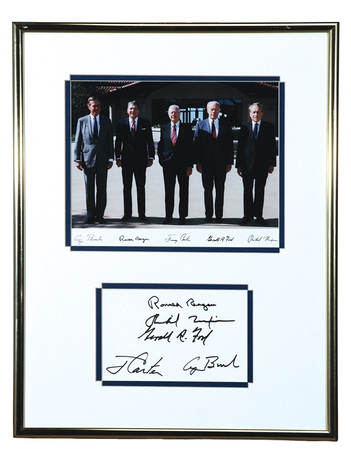 - Large Autograph Sheet Signed By Five Presidents