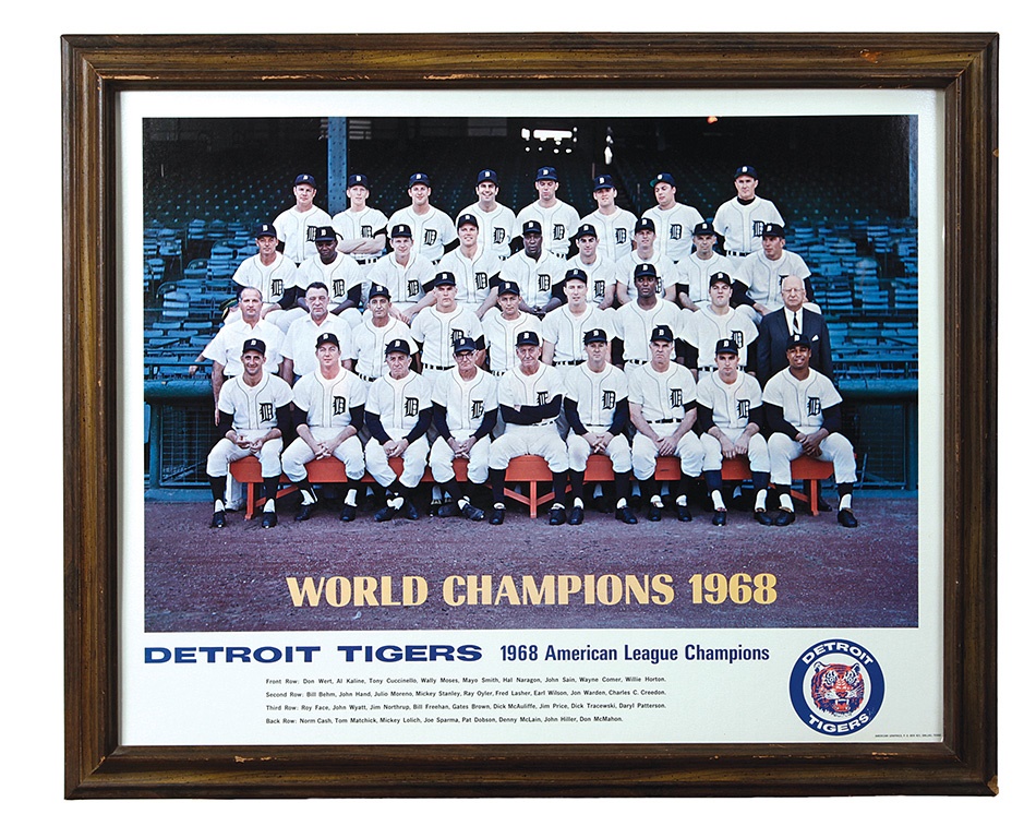 Baseball Memorabilia - 1968 World Champion Detroit Tigers Poster