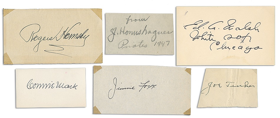 - Baseball Signature Collection Including Tinker, Hornsby & Ott