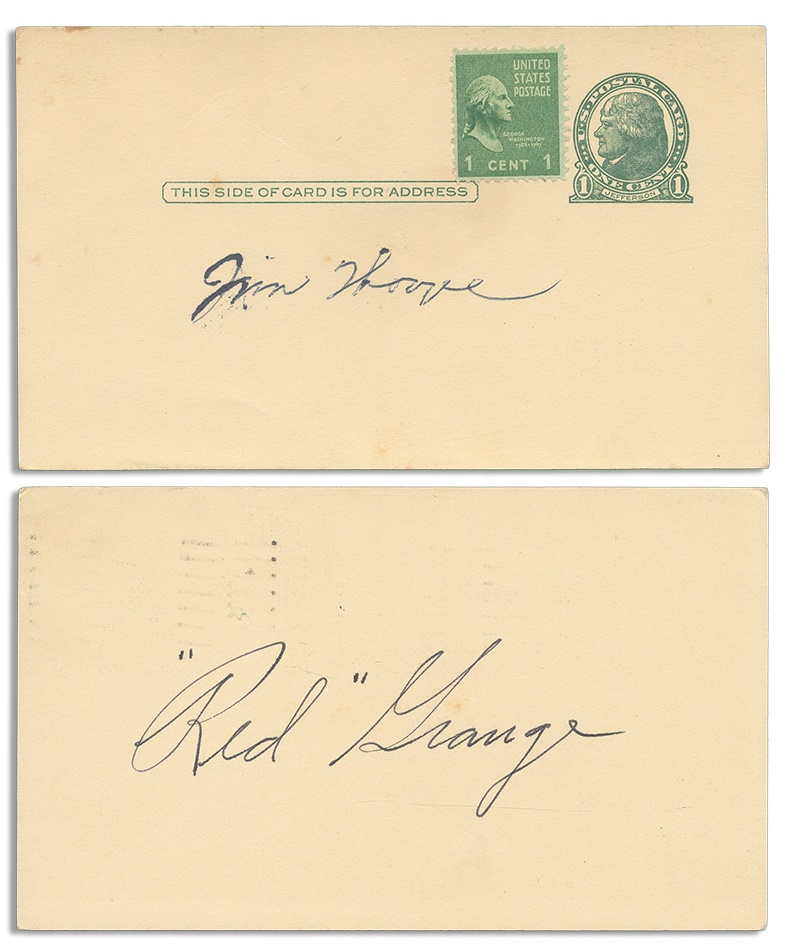 The Letter Writer Collection - Jim Thorpe and Red Grange GPC pair