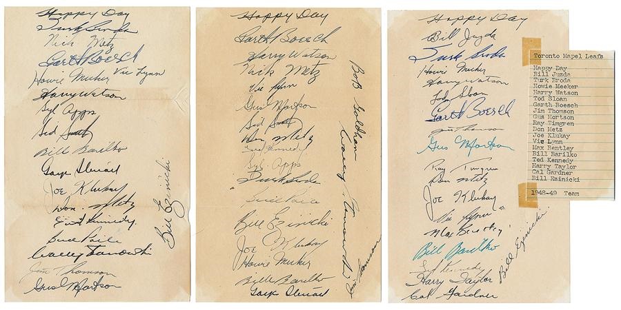 The Letter Writer Collection - World Champion Toronto Maple Leafs Team Signed Sheets (3)