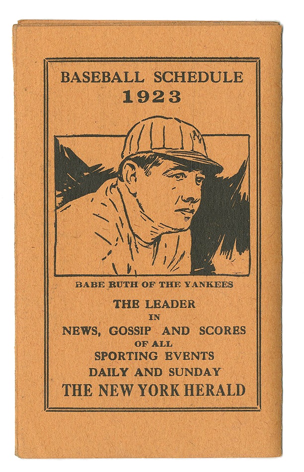- 1923 New York Baseball Schedule Featuring Babe Ruth