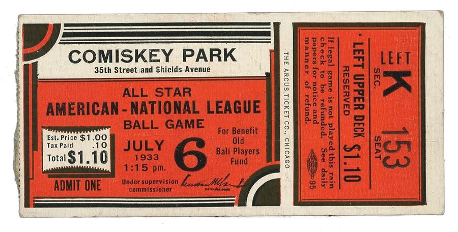 - 1933 All-Star Game Ticket