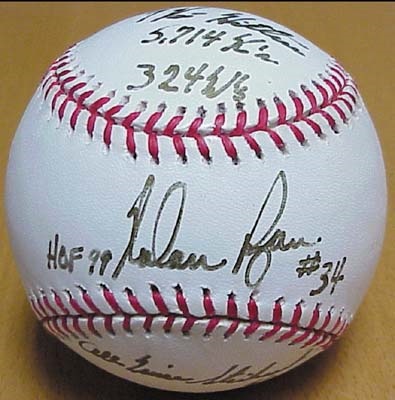 Autographed Baseballs - Amazing Nolan Ryan Signed Baseball
