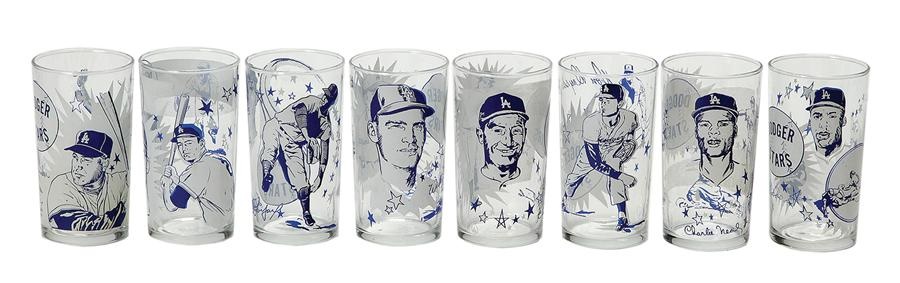 - L.A. Dodgers Set of Character Glasses Including Koufax & Snider (8)