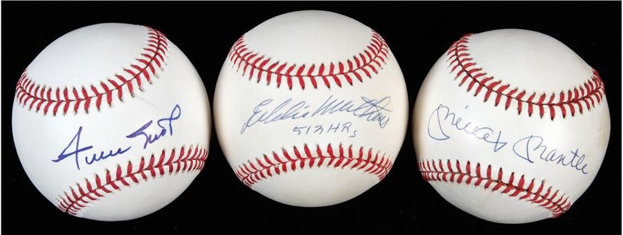 - Signed and Unsigned Baseball Collection Including Mantle, Mays, and Mathews (36)