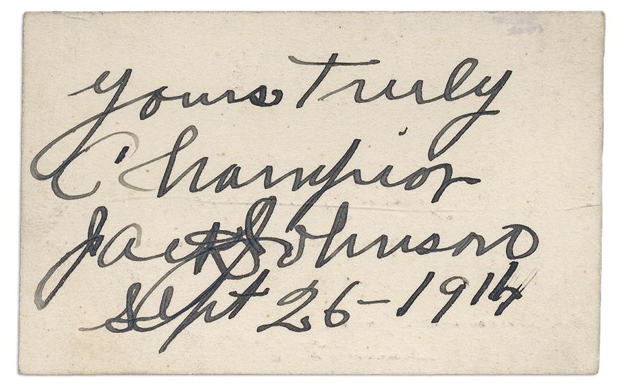 - Jack Johnson Signed Business Card As Heavyweight Champion