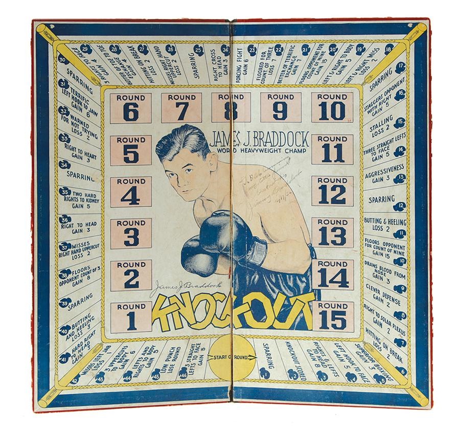 The Vern Foster Collection - 1936 James Braddock Signed "Knockout" Game Board