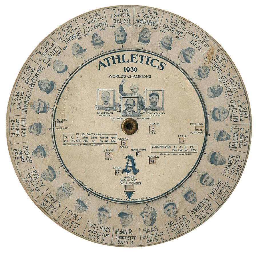 The Vern Foster Collection - 1930 World Champion Philadelphia Athletics Signed Stat Wheel