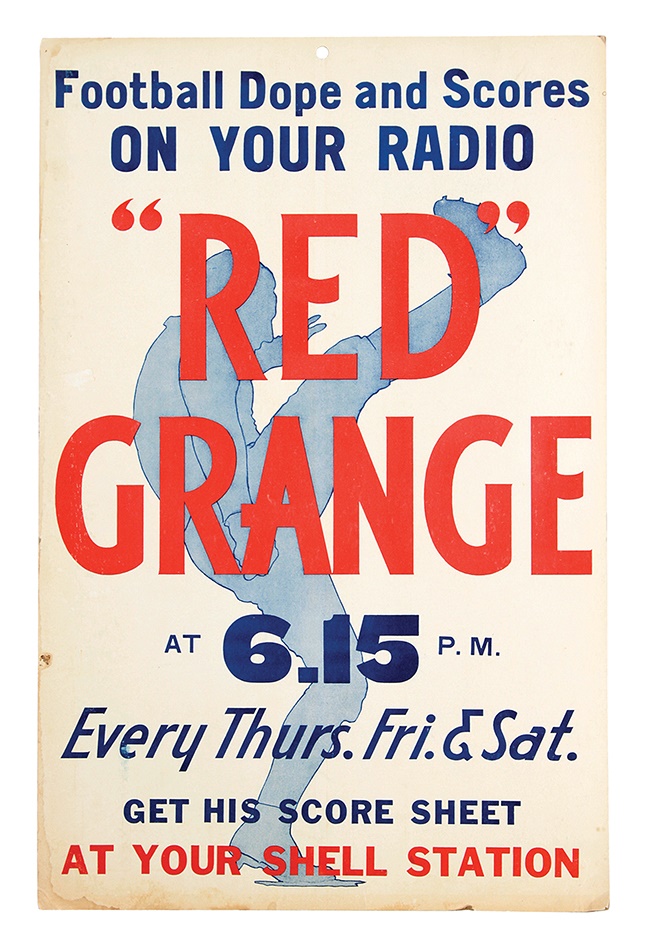 The Vern Foster Collection - 1930's Red Grange Cardboard Advertising Poster