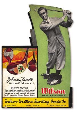 Golf - 1920's Johnny Farrell Wilson Cardboard Sign