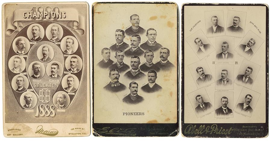 Sports and Non Sports Cards - Three 1880's California League Baseball Cabinets- Early Days of the Pacific Coast