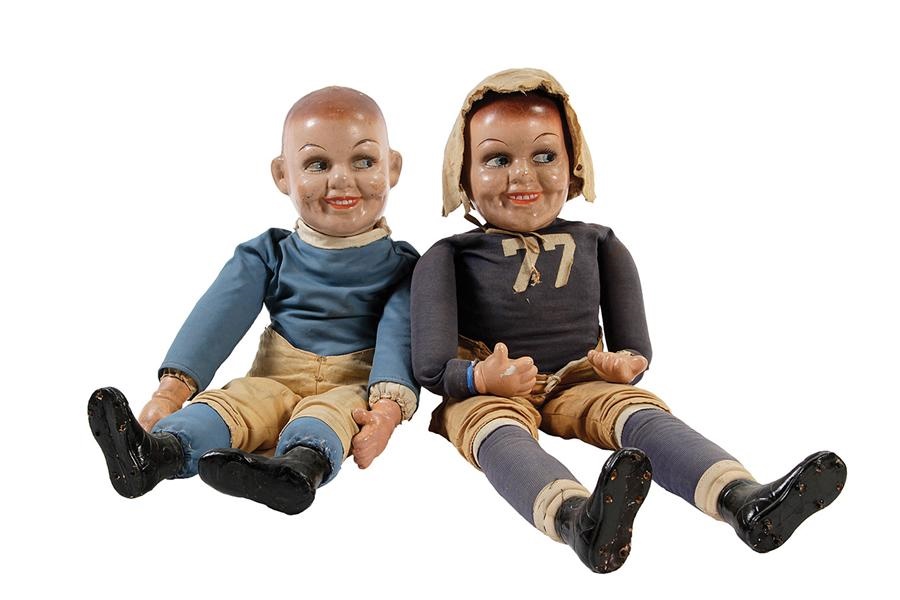 - Matching 1920's Red Grange and Knute Rockne Composition Dolls