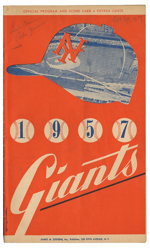 - New York Giants 1957 Last Game at The Polo Grounds Program & Newspaper