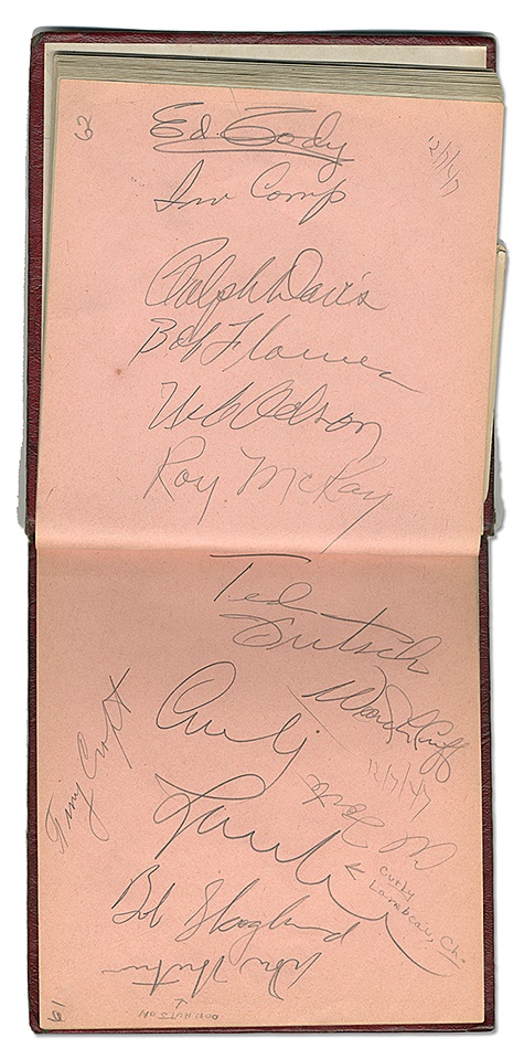 The Letter Writer Collection - 1947 Multi-Sport Autograph Album Including Curly Lambeau, Bruce Smith, & Rocket Richard (100+)