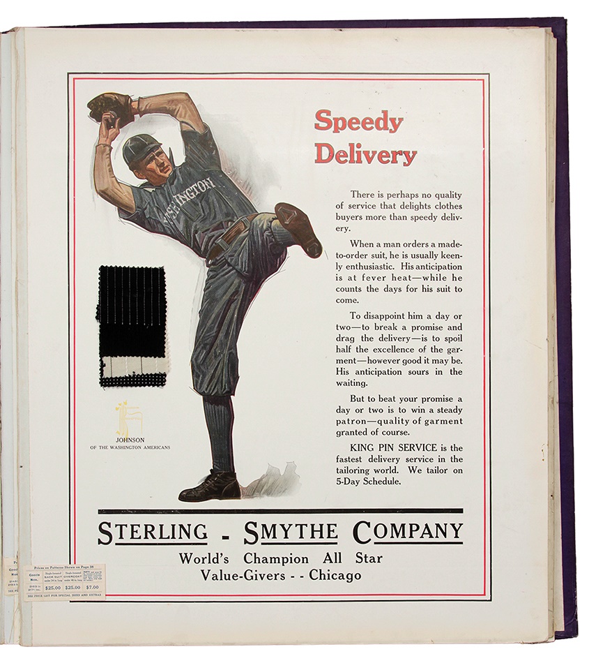 - 1913 Clothiers Book With Walter Johnson, Cheif Bender, Ed Walsh & Russ Ford Display Pages