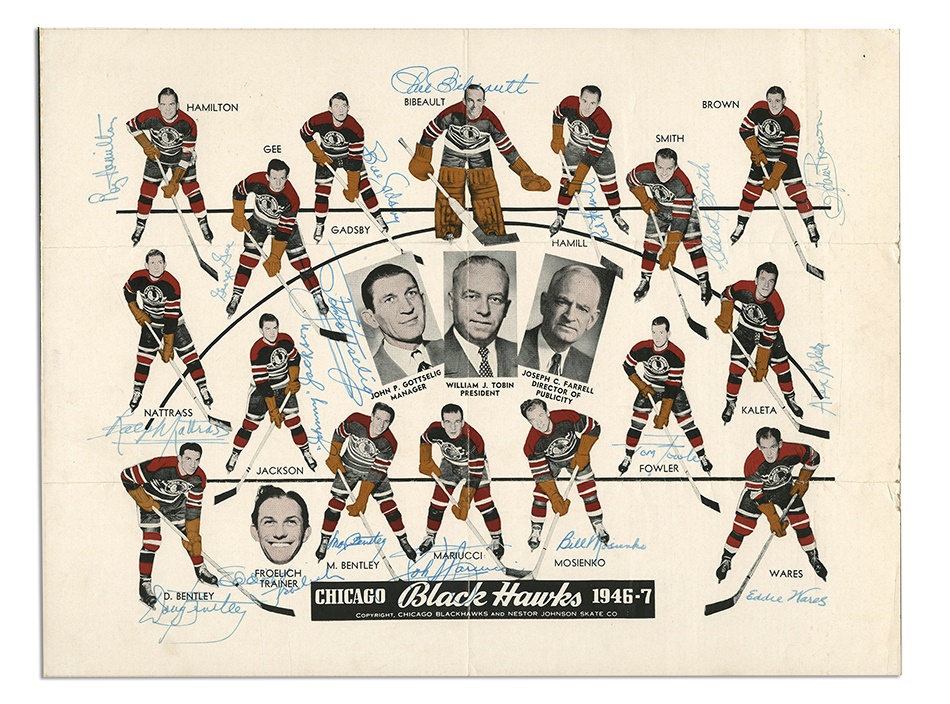 - 1946-47 Chicago Black Hawks Team Signed Hockey Photo
