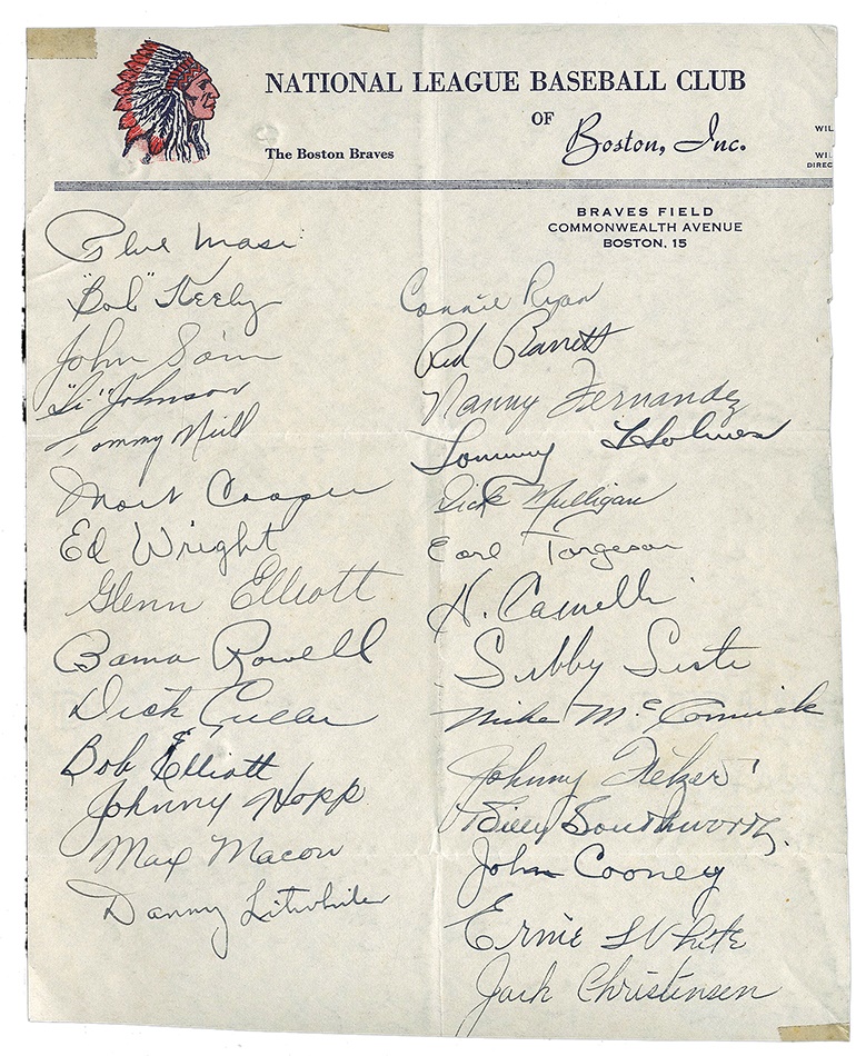 The Letter Writer Collection - 1940's Baseball Signed Team Sheet Collection