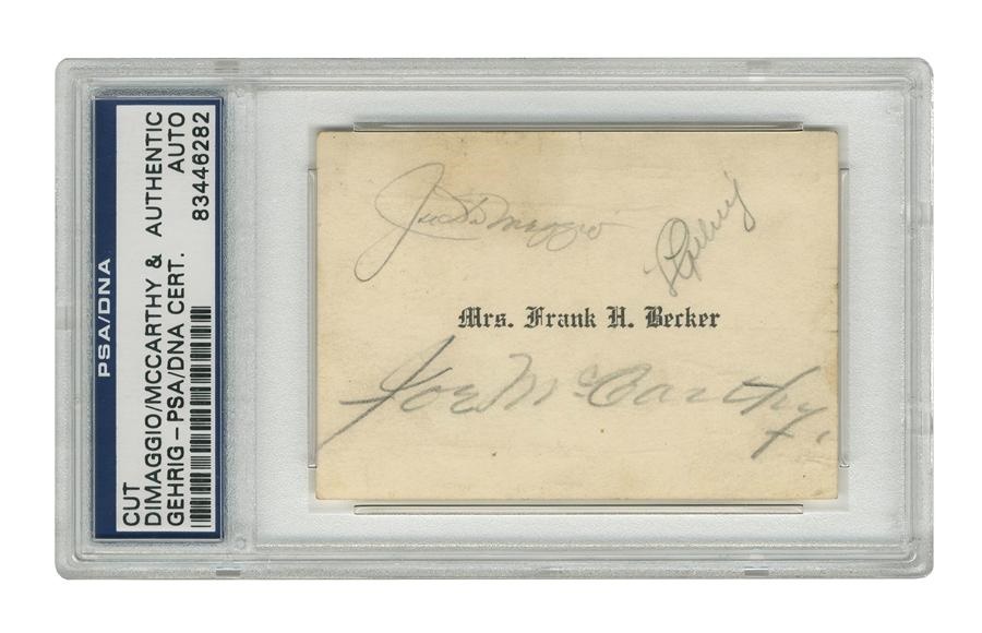 - Gehrig, DiMaggio and McCarthy Signed Placecard