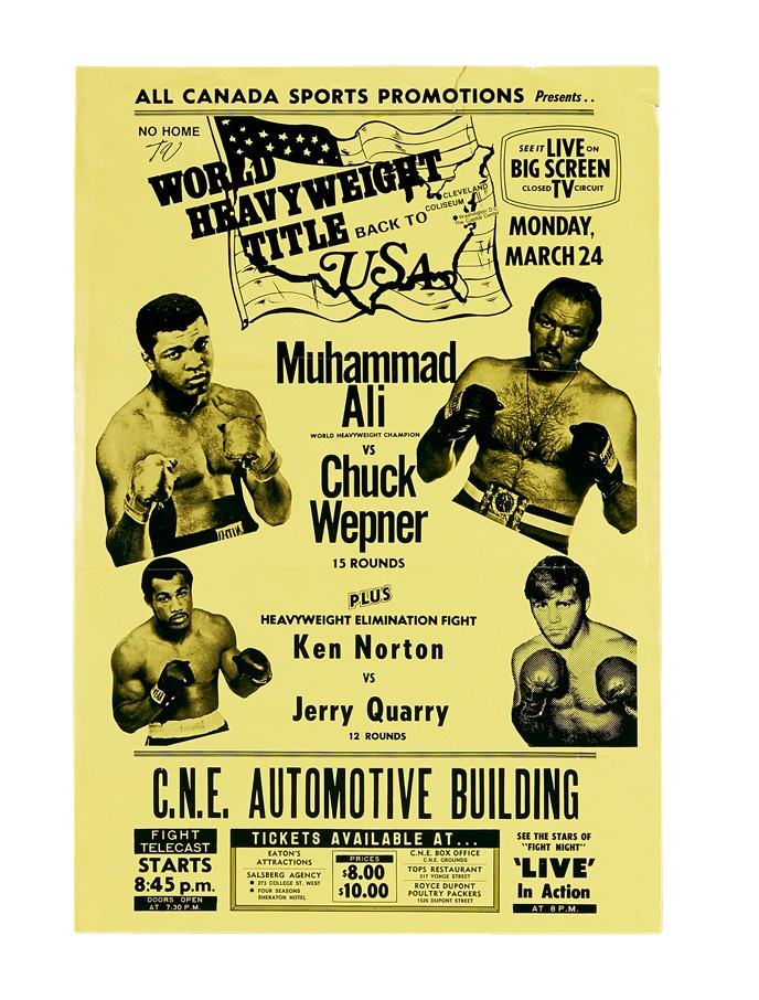 - 1975 Muhammad Ali vs. Chuck Wepner Closed Circuit Fight Poster